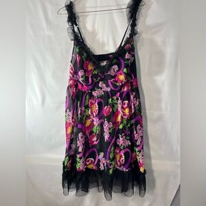 Betsy Johnson Floral babydoll‎ 1x pin up boudoir flirty cute fairy glam artsy
